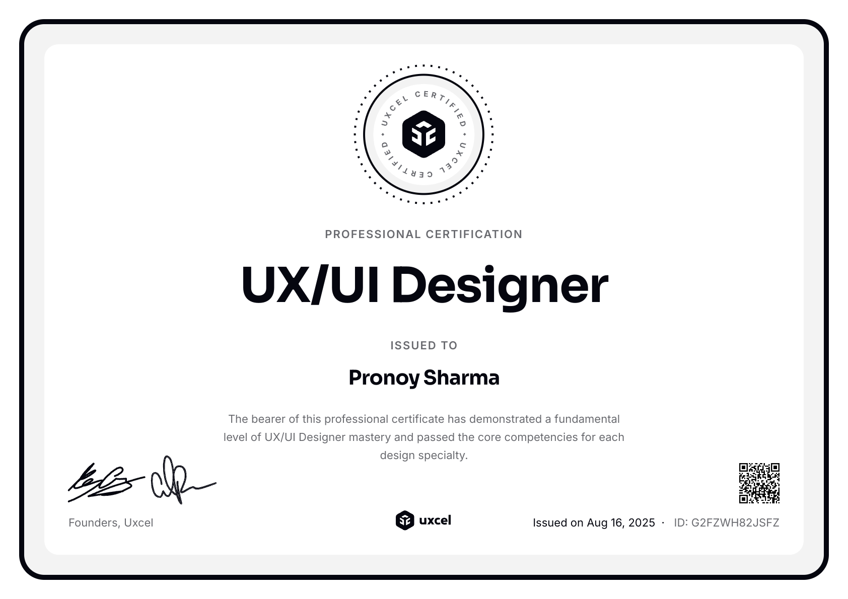 Pronoy's certificate